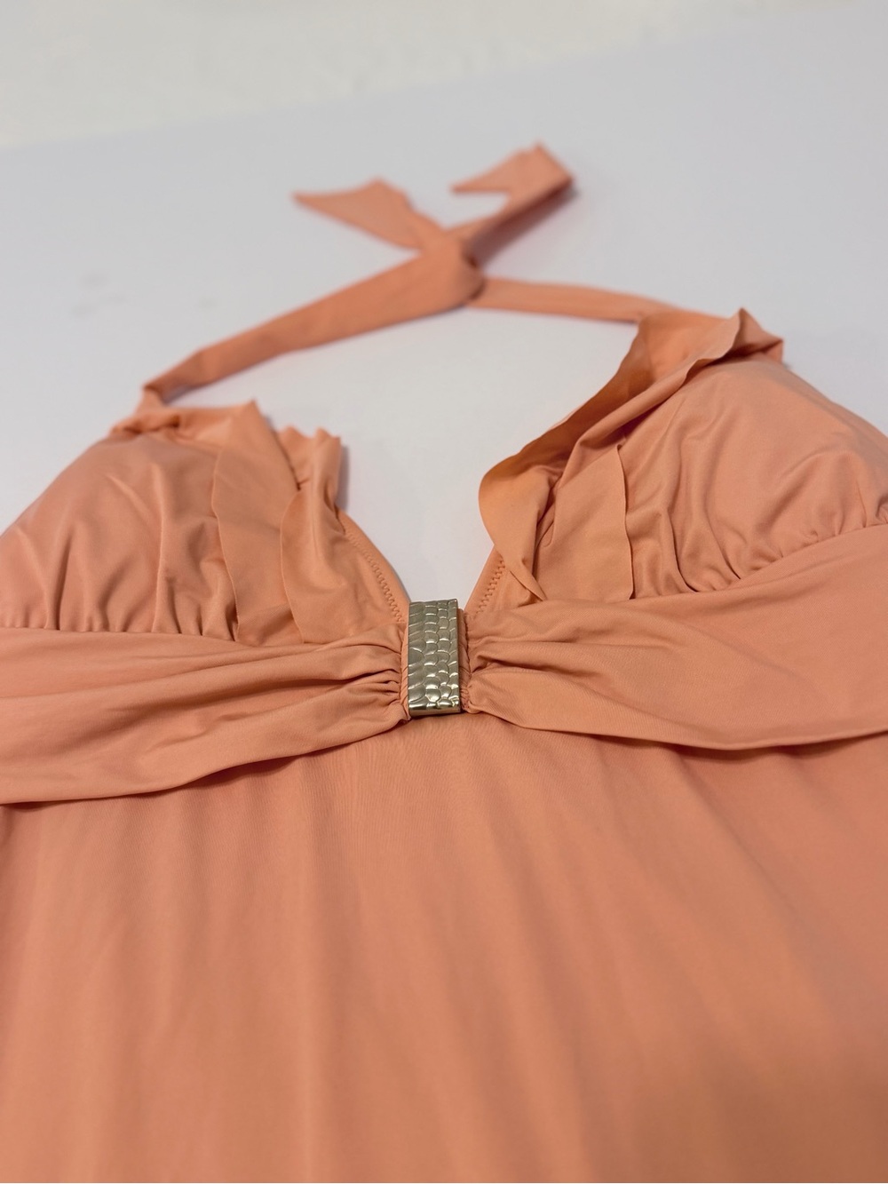 EUC Zingara Peach Halter One-Piece Swimsuit with Gold Accent size 14 - Picture 3 of 7